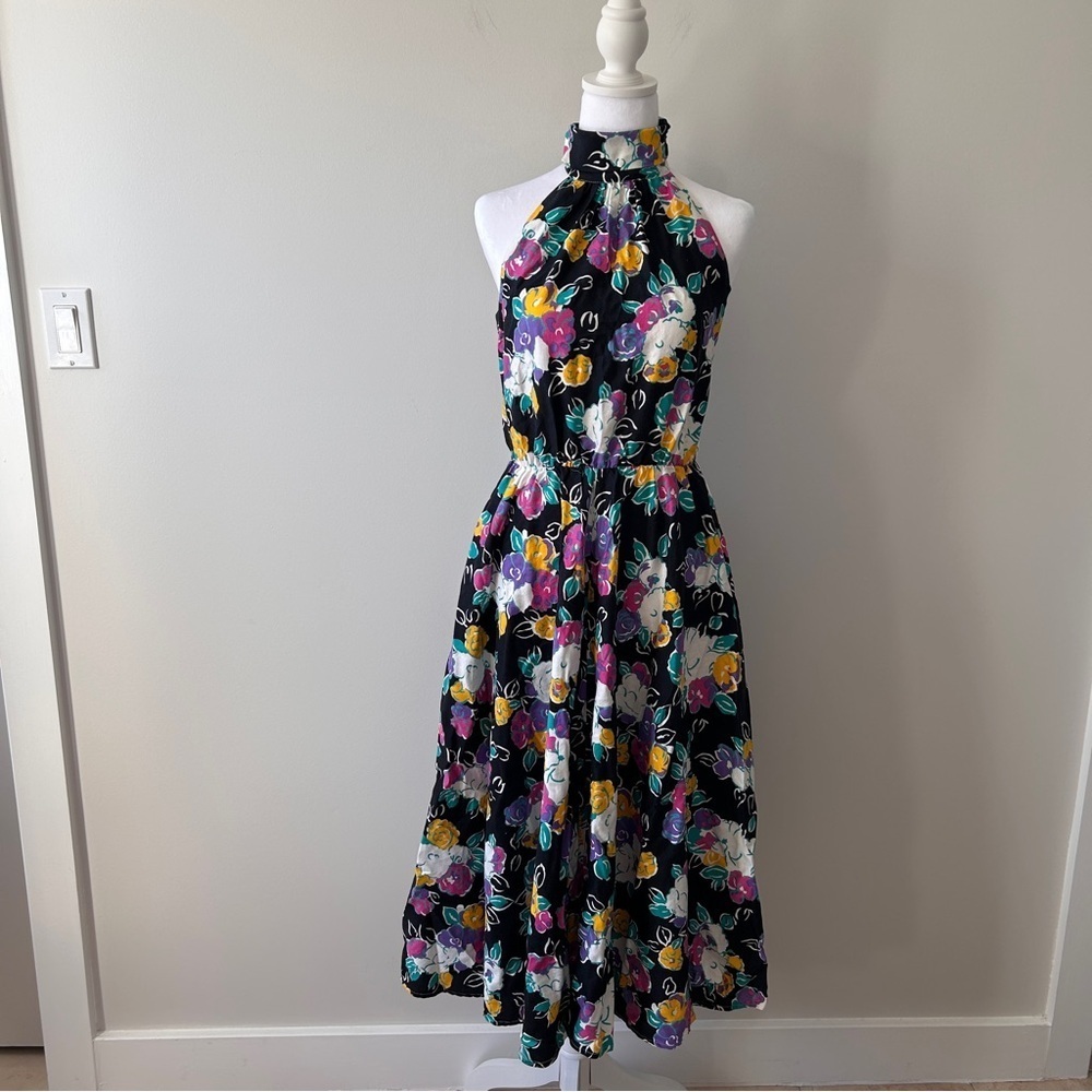 Vintage Algro-Ettes Floral Halter Fit and Flare Dress Midi Womens Size 9 Canada